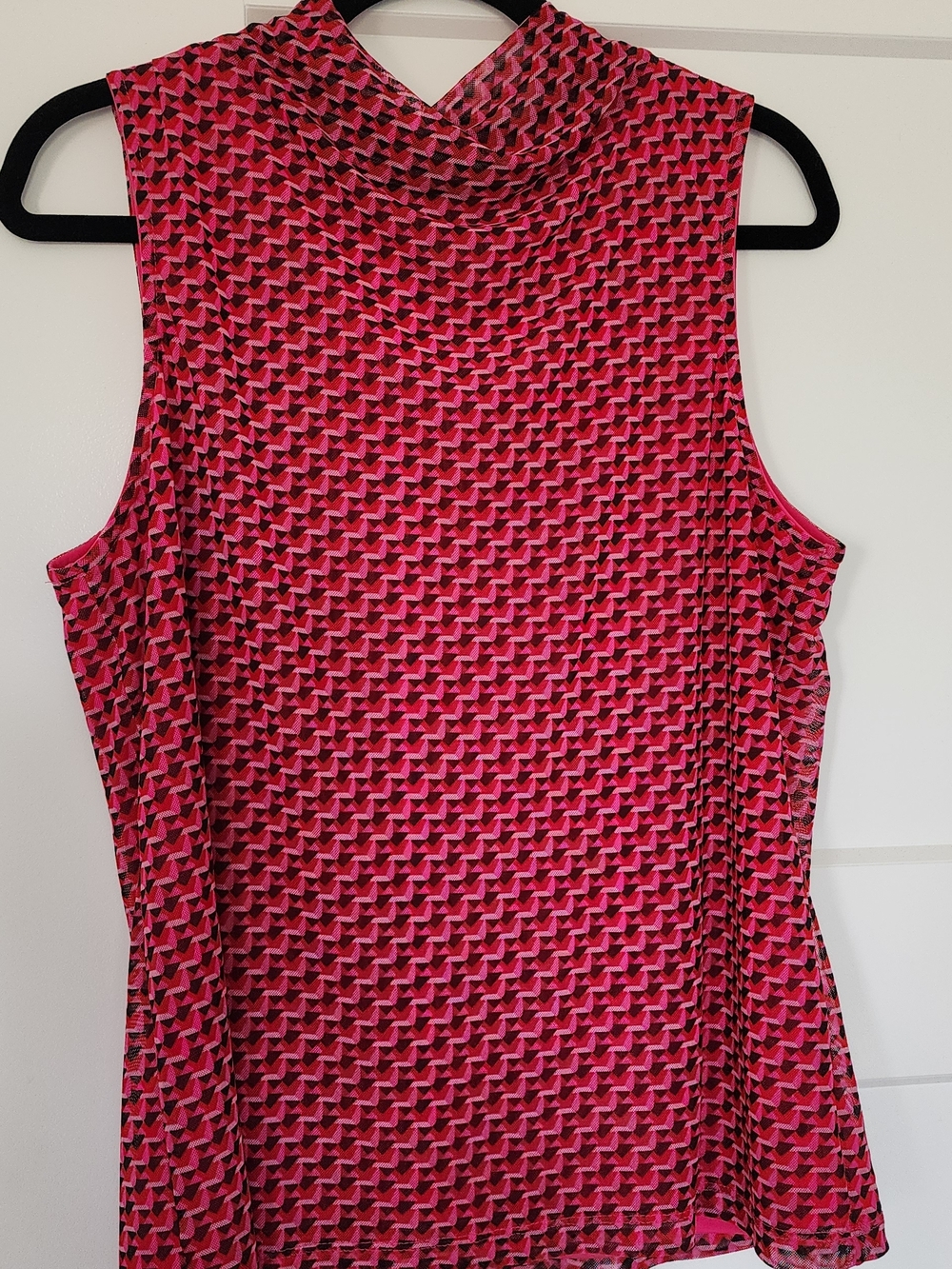 Halogen Pink Geometric Mock Neck Tank